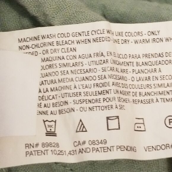 Anne Klein XXL Top Gauze Cotton Roll Tab Sleeve Button Front Sage Green Beachy - Picture 8 of 11